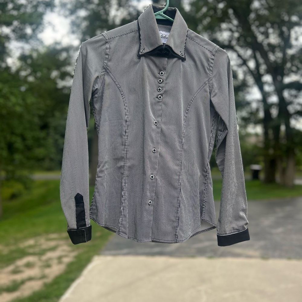 Elegant Black and White Button-Down Shirt for Women